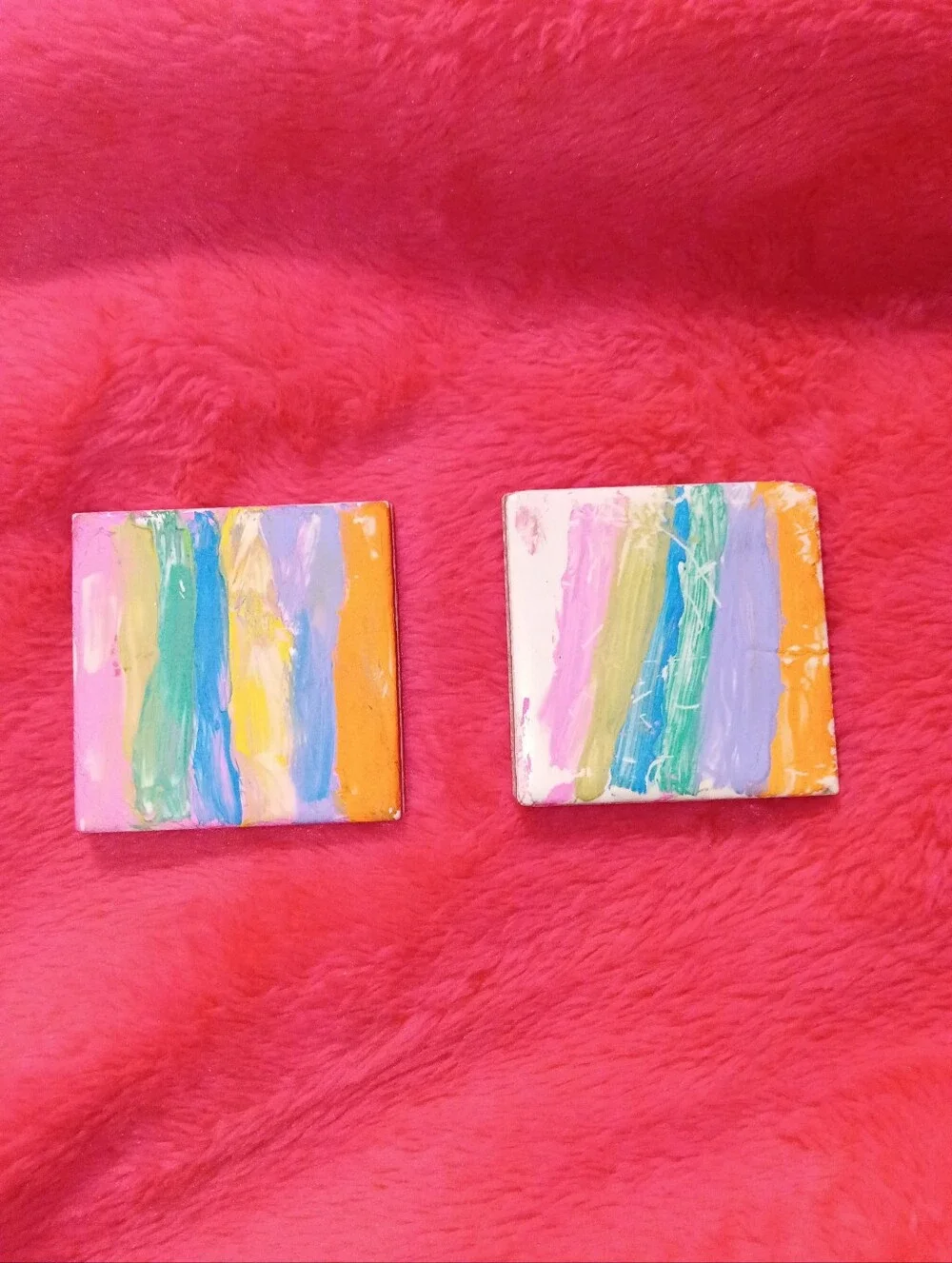 Avery's Hand-Painted Pastel Stripe Ceramic Tiles